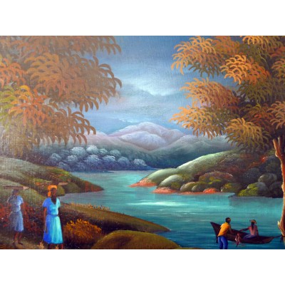 Saint-Louis BLAISE (1945-1993), HAITI, PAYSAGE. HUILE/PANNEAU.