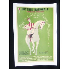 AFFICHE ORIGINALE, LOTERIE NATIONALE, Grand Prix de l'Arc de Triomphe 1950 par DUPERRY