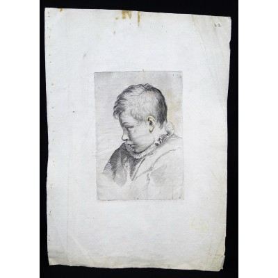Luca CIAMBERLANO (c.1580-c.1645), JEUNE GARCON, GRAVURE, d'après A.CARACCI.ROME, Pietro STEFANONI