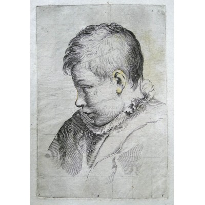 Luca CIAMBERLANO (c.1580-c.1645), JEUNE GARCON, GRAVURE, d'après A.CARACCI.ROME, Pietro STEFANONI