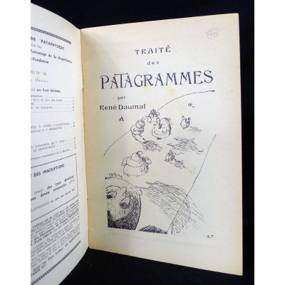 CAHIERS DU COLLEGE DE PATAPHYSIQUE N°16 (1954), Traité des Patagrammes de René Daumal 