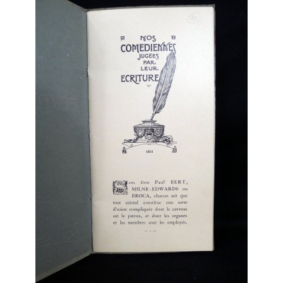 NOS COMEDIENNES JUGEES par LEUR ECRITURE, 1911, Miguel ZAMACOIS