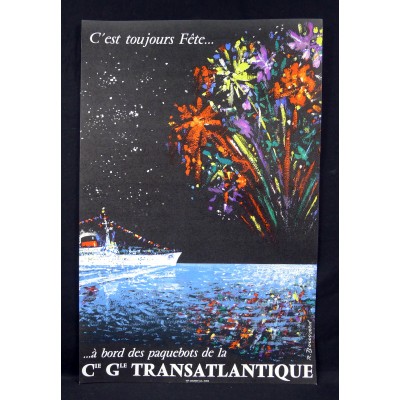 René BOUVARD (1910-2008), AFFICHE COMPAGNIE GENERALE TRANSATLANTIQUE, 1958