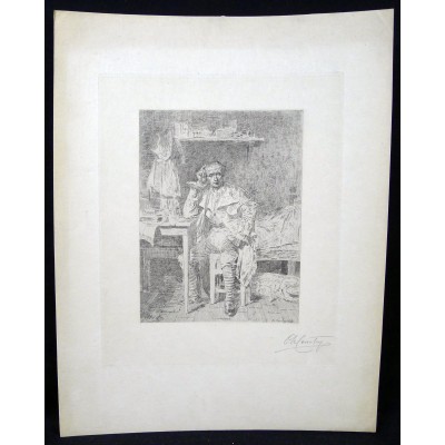  Charles Jean Louis COURTRY (1846-1897), GRAVURE,L'ECRIVAIN, d'après Alexandre BIDA (1813-1895)