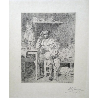  Charles Jean Louis COURTRY (1846-1897), GRAVURE,L'ECRIVAIN, d'après Alexandre BIDA (1813-1895)