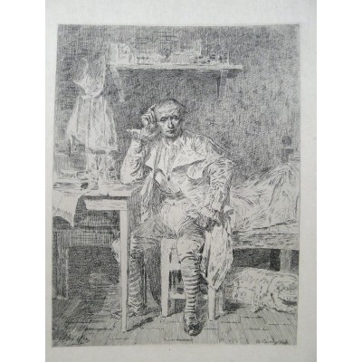  Charles Jean Louis COURTRY (1846-1897), GRAVURE,L'ECRIVAIN, d'après Alexandre BIDA (1813-1895)