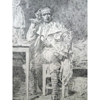  Charles Jean Louis COURTRY (1846-1897), GRAVURE,L'ECRIVAIN, d'après Alexandre BIDA (1813-1895)