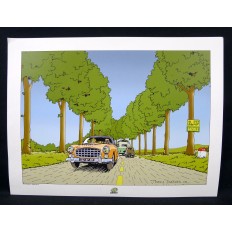 Thierry DUBOIS, POSTER FORD COMETE, ROAD N6, France. COMICS, CARS.