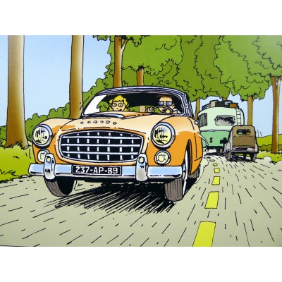 Thierry DUBOIS, POSTER FORD COMETE, ROAD N6, France. COMICS, CARS.