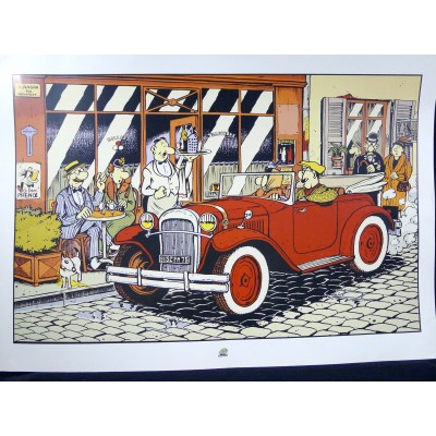 THIERRY DUBOIS, AFFICHE LA DECAPOTABLE. AUTOMOBILE, BANDE DESSINEE.