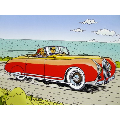 THIERRY DUBOIS, AFFICHE COTE D'AZUR, Delahaye 175, Figoni et Falaschi. AUTOMOBILE, BANDE DESSINEE.