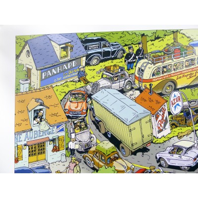 THIERRY DUBOIS, AFFICHE Route Nationale 7. AUTOMOBILE, BANDE DESSINEE.