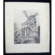 D.VERMOREL. GRAVURE, MOULIN à MONTMARTRE ANNEES 1930.