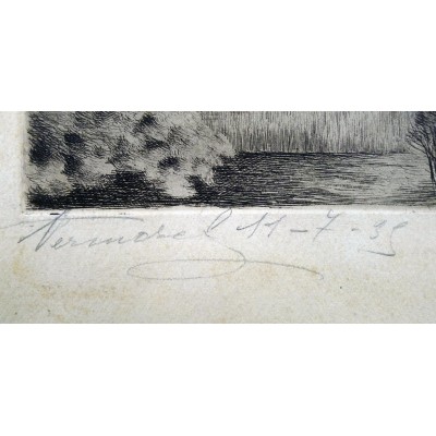 D. VERMOREL. ENGRAVING, MILL at MONTMARTRE YEARS 1930.
