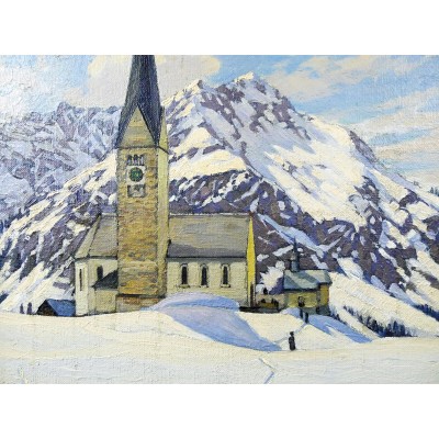 Viktor Otto STOLZ (1874-1955), CHAPELLE DANS LE TYROL, HUILE SUR TOILE.