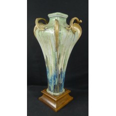 GRAND VASE ART-NOUVEAU en GRES EMAILLE LUSTRE.CIRCA 1900