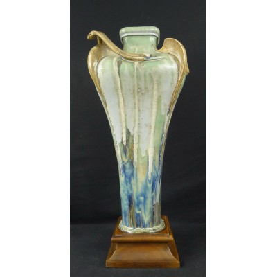 GRAND VASE ART-NOUVEAU en GRES EMAILLE LUSTRE.CIRCA 1900