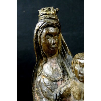 VIERGE COURONNEE A L'ENFANT, Bois, XIV / XVe s.CROWN VIRGIN with CHILD, wood.