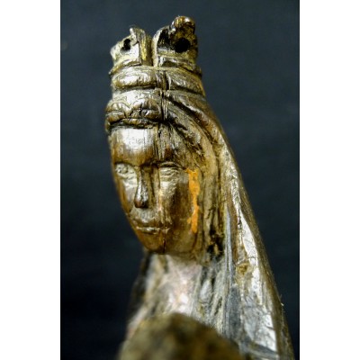 VIERGE COURONNEE A L'ENFANT, Bois, XIV / XVe s.CROWN VIRGIN with CHILD, wood.