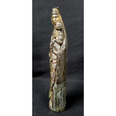 VIERGE COURONNEE A L'ENFANT, Bois, XIV / XVe s.CROWN VIRGIN with CHILD, wood.