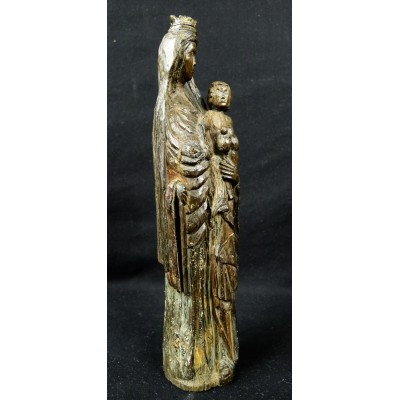 VIERGE COURONNEE A L'ENFANT, Bois, XIV / XVe s.CROWN VIRGIN with CHILD, wood.