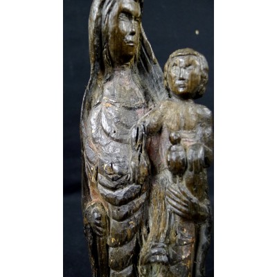 VIERGE COURONNEE A L'ENFANT, Bois, XIV / XVe s.CROWN VIRGIN with CHILD, wood.