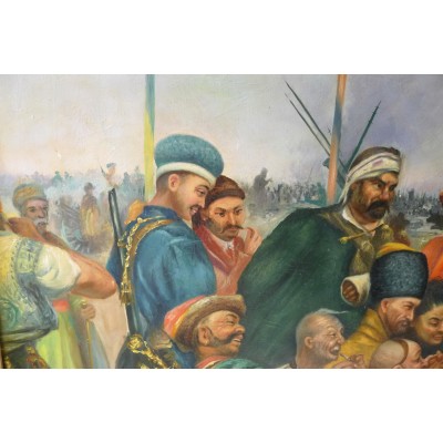 Ilia REPINE (d'après), Les Cosaques zaporogues écrivant une lettre au sultan de Turquie, HUILE/TOILE