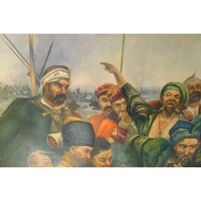 Ilia REPINE (d'après), Les Cosaques zaporogues écrivant une lettre au sultan de Turquie, HUILE/TOILE