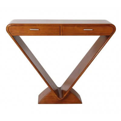 CONSOLE ART-DECO TRIANGULAIRE EN BOIS.