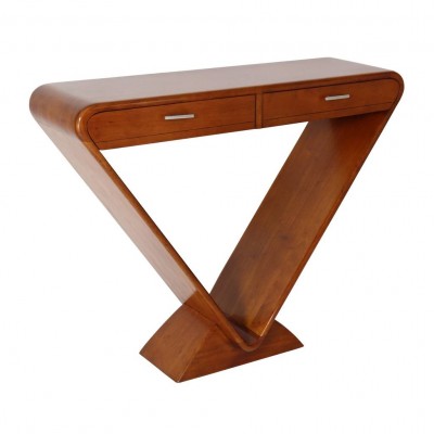 CONSOLE ART-DECO TRIANGULAIRE EN BOIS.