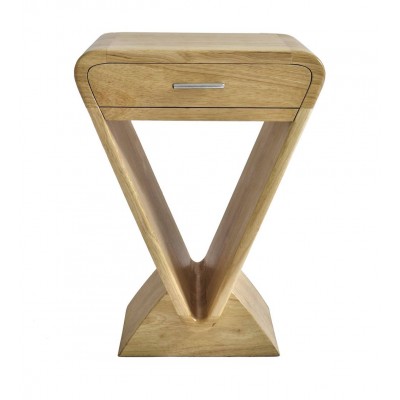 CHEVET ART-DECO TRIANGULAIRE EN BOIS CLAIR.