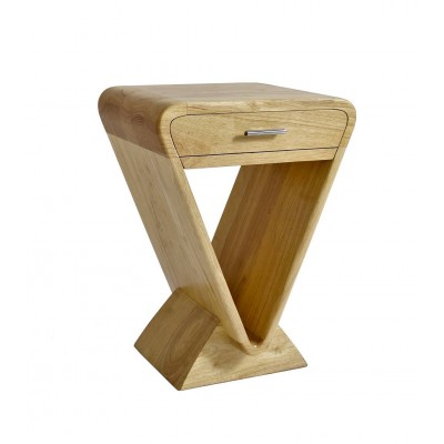 CHEVET ART-DECO TRIANGULAIRE EN BOIS CLAIR.