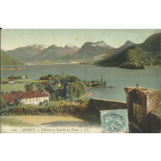 CPA: LAC d'ANNECY. Talloires et chapelle du Toron .Années 1900. COULEURS.