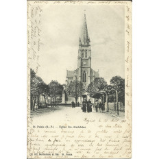CPA: SAINT-PALAIS, Eglise Sainte-Madeleine, Animée, vers 1900