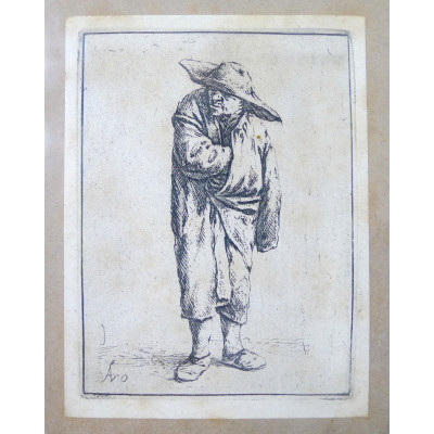Adriaen VAN OSTADE (1610-1685), Paysan en manteau, Eau-Forte.