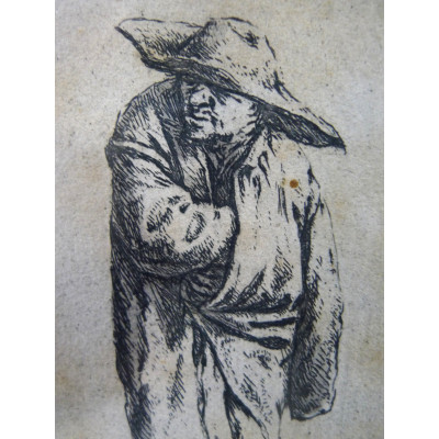 Adriaen VAN OSTADE (1610-1685), Paysan en manteau, Eau-Forte.