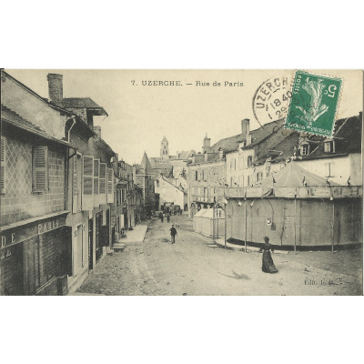 CPA: UZERCHE, Rue de Paris, vers 1910