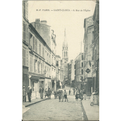 CPA: SAINT-CLOUD, RUE DE L'EGLISE (Animée), vers 1900