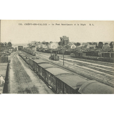 CPA: CREPY-en-VALOIS, Pont Saint-Lazare et Dépot,, vers 1900
