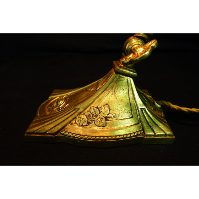 LAMPE de BUREAU ART-NOUVEAU / ART-DECO, Charles RANC vers 1910, BRONZE DORE.
