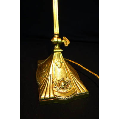 LAMPE de BUREAU ART-NOUVEAU / ART-DECO, Charles RANC vers 1910, BRONZE DORE.