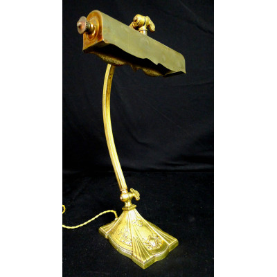 LAMPE de BUREAU ART-NOUVEAU / ART-DECO, Charles RANC vers 1910, BRONZE DORE.