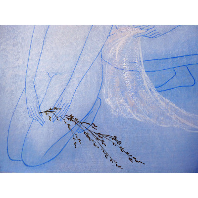 MARA TRAN LONG (née 1935), "Causeries au Crépuscule", AQUARELLE, 1971