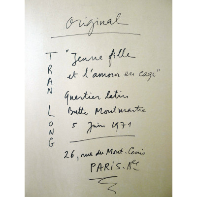 MARA TRAN LONG (née 1935), "Jeune Fille et l'Amour en Cage", AQUARELLE, 1971