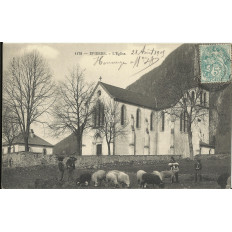 CPA: EPIERRE, L'Eglise (Bergers). Années 1900.