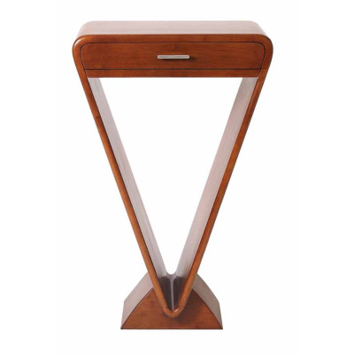 CONSOLE ART-DECO TRIANGULAIRE NOYER 1 TIROIR.