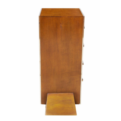 PETITE COMMODE ART-DECO TRIANGULAIRE NOYER ET INOX