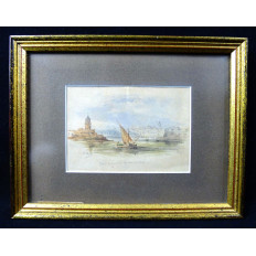 Adolphe d'HASTREL (1805-1874), CIVITAVECCHIA, ITALIE, Aquarelle.1849