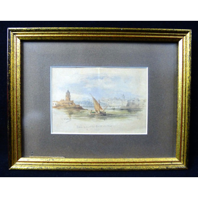 Adolphe d'HASTREL (1805-1874), CIVITAVECCHIA, ITALIE, Aquarelle.1849