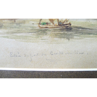 Adolphe d'HASTREL (1805-1874), CIVITAVECCHIA, ITALIE, Aquarelle.1849